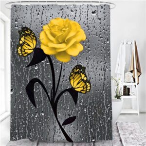 3D Shower Curtain 5 Colors Rose Print Waterproof Polyester Bathroom Curtain Anti-slip Bath Mat Set Toilet Rugs Carpet Home Decor