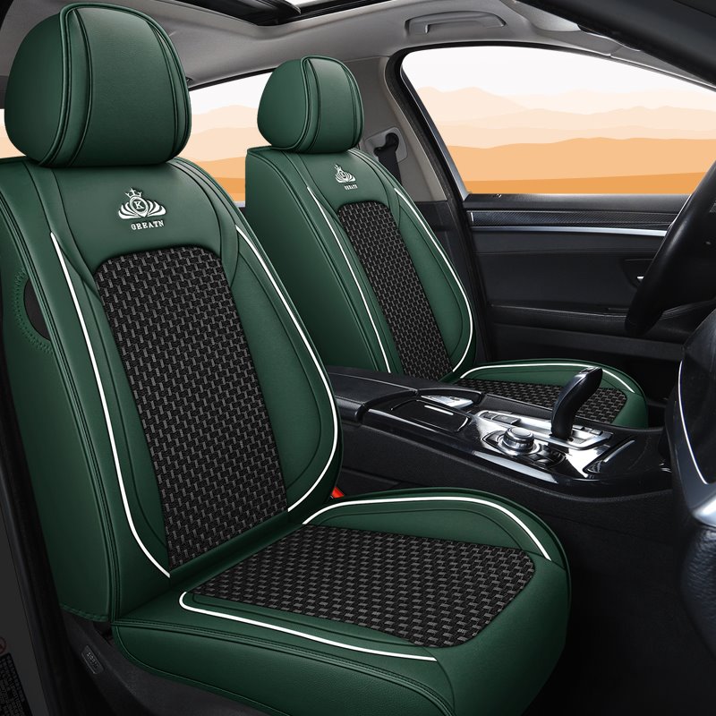 Breathable and Cool Ice Silk and Wear-resistant Leather Material Suitable for Most Cars or Pickup Trucks 5 Seats Universal Fit Seat Covers - Image 6