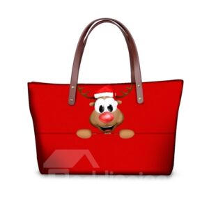 Elk So Cute 3D Printed Waterproof Sturdy for Women Girls Shoulder HandBags