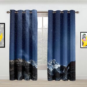 3D Print Blackout Curtains Starry Sky Modern Custom 2 Panels Drapes for Living Room Bedroom 2 Panels Grommet Top