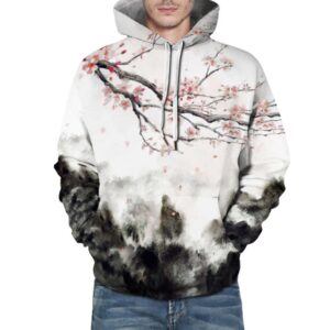 Creative White 3D Printed Men's Hoodie Ink Painting Couple Outfit Unisex Pullover Hoodies Fashion Long Sleeve Loose Sweatshirt Sportswear