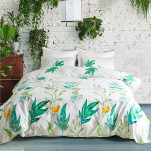 Pastoral Style Watercolor Flowers Pattern 3-Piece Bedding Sets Zipper Duvet Cover with Ties