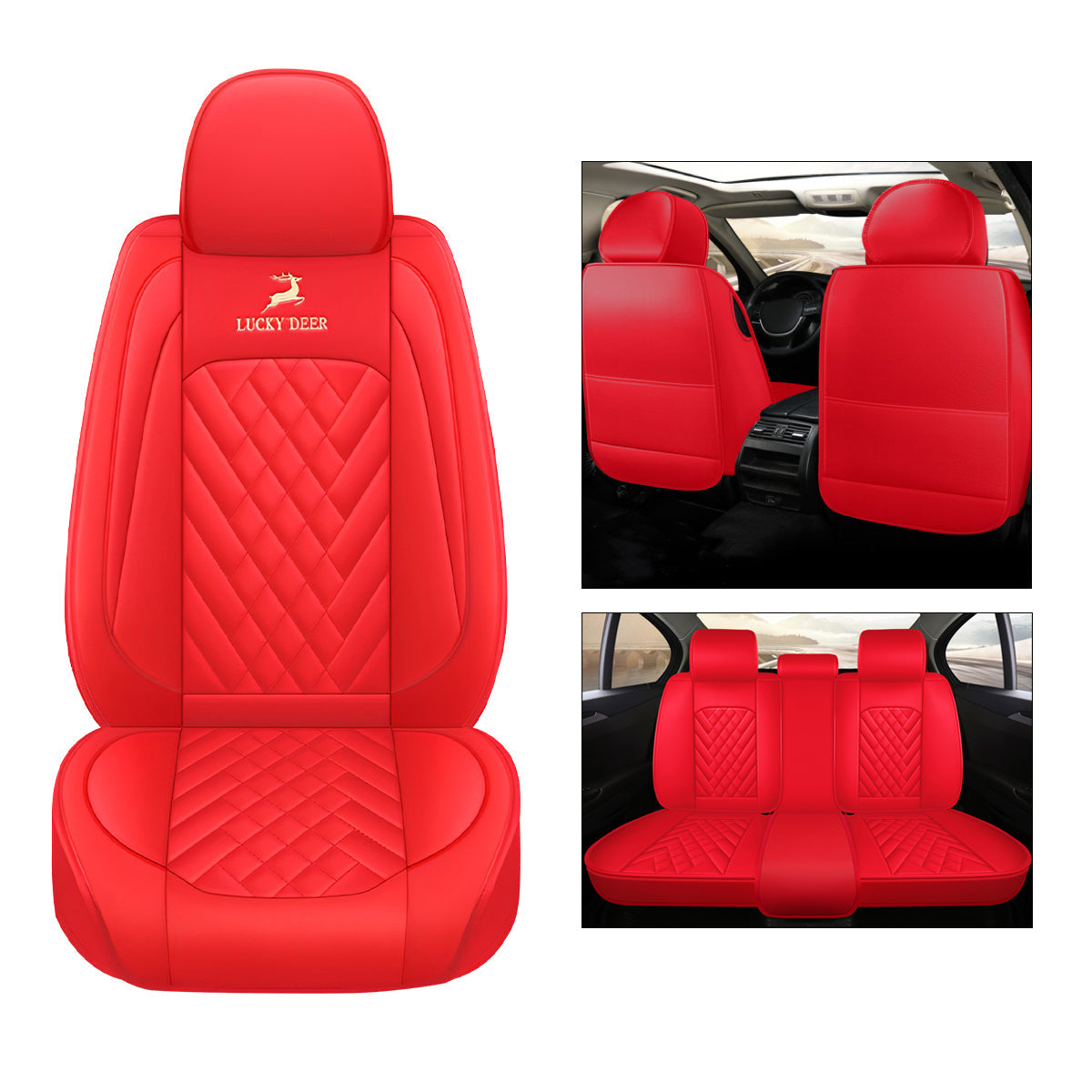 Universal Fit Car Seat Cover Full Set for 5-Seater Sedan SUV Diamond Pattern Synthetic Leather Vehicle Cushion Cover for Accord Tucson Sorento - Image 10