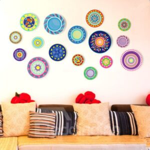 Modern Fashion Colorful Floral Circle Pattern Decorative Wall Stickers