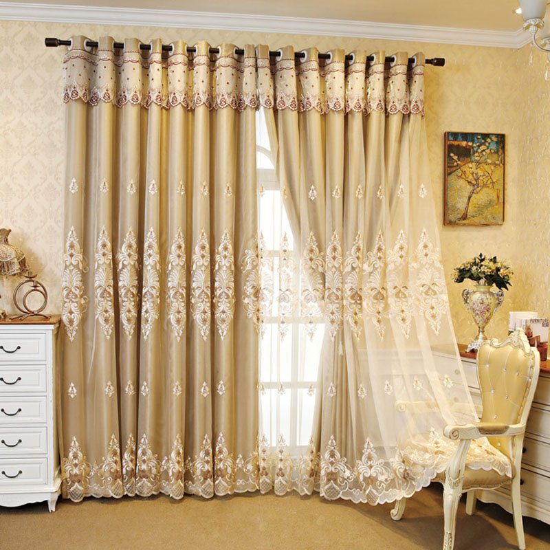 European Embroidery Floral Blackout Decorative Curtain Sets Custom 2 Panels Drapes No Pilling No Fading No off-lining - Image 2