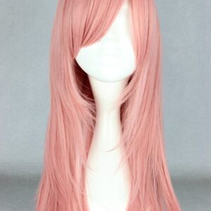 Japanese Middle Straight Rose Pink Cosplay Wigs 22 Inches