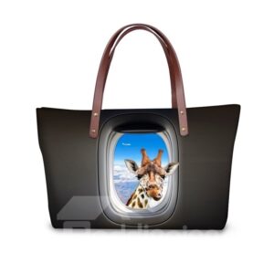 Funny Giraffe Personality Style 3D Printed for Women Girls Shoulder HandBags