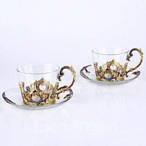 2 Pack Luxurious Creative Artificial Crystal Decoration Design Coffee Mug Sets