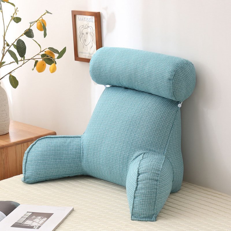 Reading Pillows with Arms Adjustable Memory Foam Bed Rest Chair Sitting Up Detach Neck Roll Removable Cover - Image 7