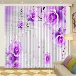 Blush Pink Curtains 3D Flower Print Room Darkening Curtains with Classy Silky Satin Polyester Provides an Elegant Look and Silky Soft Touch Machine Wash Accepted Without Ever fading Cracking Peeling or Flaking 104W*84L