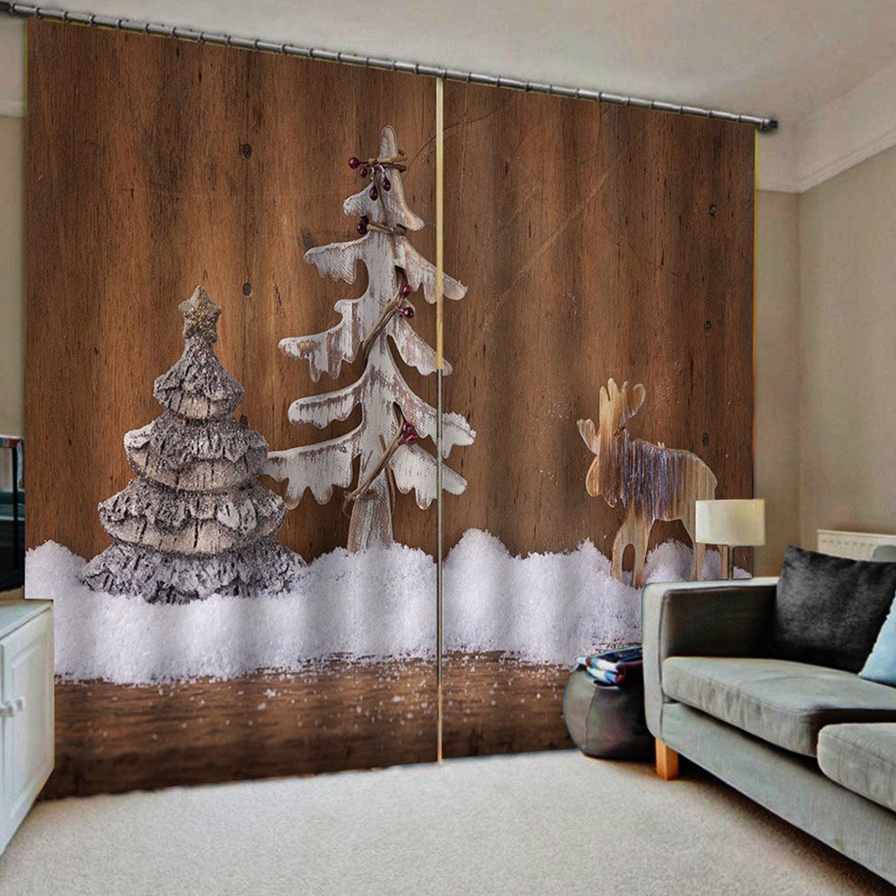 3D Printed Christmas Tree Window Curtains Polyester Blackout Decoration Custom 2 Panels Drapes for Living Room Bedroom No Pilling No Fading No off-lining - Image 8
