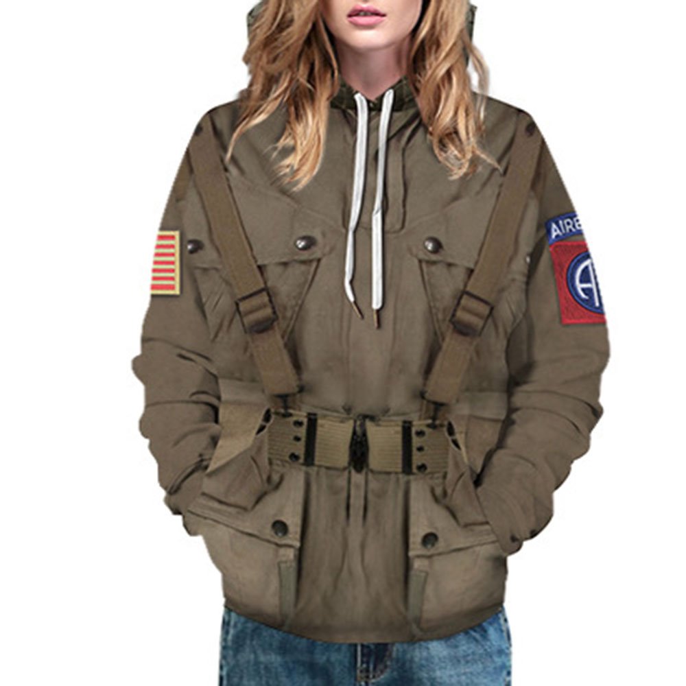 3D Printed Army Green Men's Hoodie Casual Couple Outfit Unisex Pullover Hoodies Fashion Long Sleeve Loose Sweatshirt Sportswear - Image 5