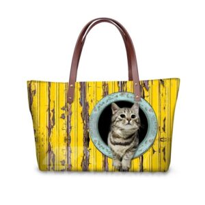 Cat Freedom Zipper Waterproof Sturdy 3D Printed for Women Girls Shoulder HandBags