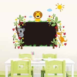 Lovely and Childlike Cartoon Animal with Tree Pattern Hand painted Bedroom Background Removable Wall Sticker