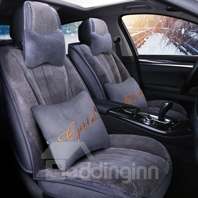 Warm Skin-friendly Feel Lambswool Winter Comfort Car Drivers Seat Covers - Image 4