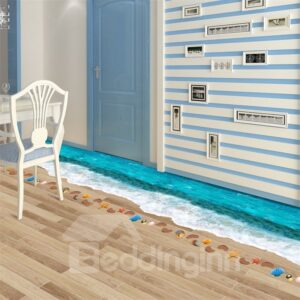 3D Blue Beach Printed PVC Waterproof Eco-friendly Floor Stickers