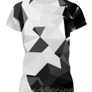 Monochrome Geometric Drawing 3D Painted T-Shirt