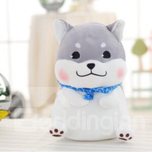 Cute Gray Husky Shaped Soft Plush Throw Pillow