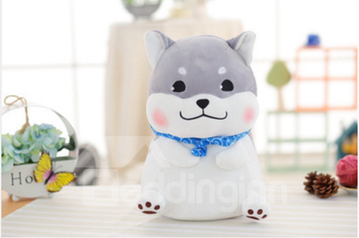 Cute Gray Husky Shaped Soft Plush Throw Pillow