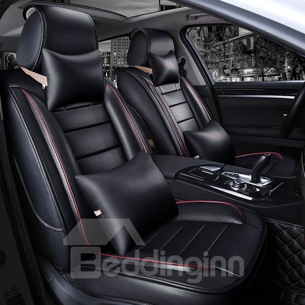 Only 1 Left in Stock Luxurious Sports Style With Extra Comfort Side Cushions PU Universal Car Seat Covers for Front and Rear Benck Suitable for uto Truck Van SUV