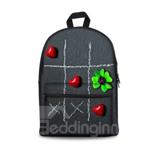 3D Cool Style Leaves and Heart Pattern Washable Lightweight School Outdoor Backpack