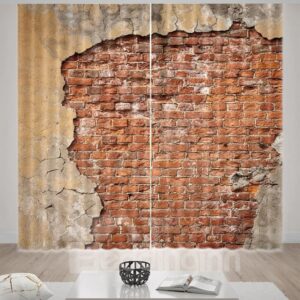Beddinginn 3D Print Brick Wall Pattern Blackout Curtains