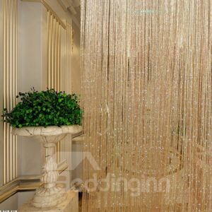 Champagne Shining String Sheer Curtain Flat Silver Room Divider