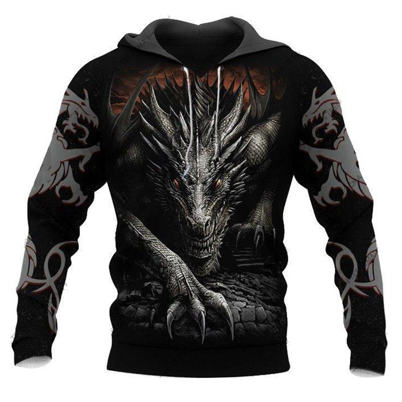Men's Viking Totem Norse Mythology 3D Print Novelty Hoodies Pullover Hooded Sweatshirt
