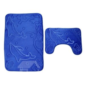 3D Dolphin Embossed 2-Piece Toilet Mat ?