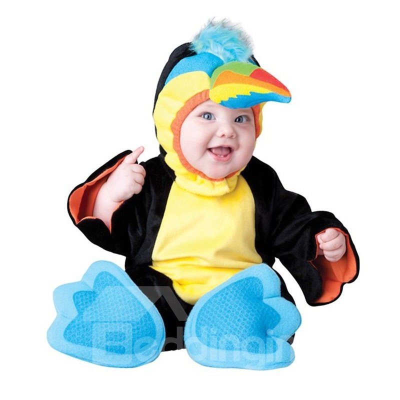 Parrot Shaped Sharp Beak Decoration Polyester Black Baby Costume - Image 4