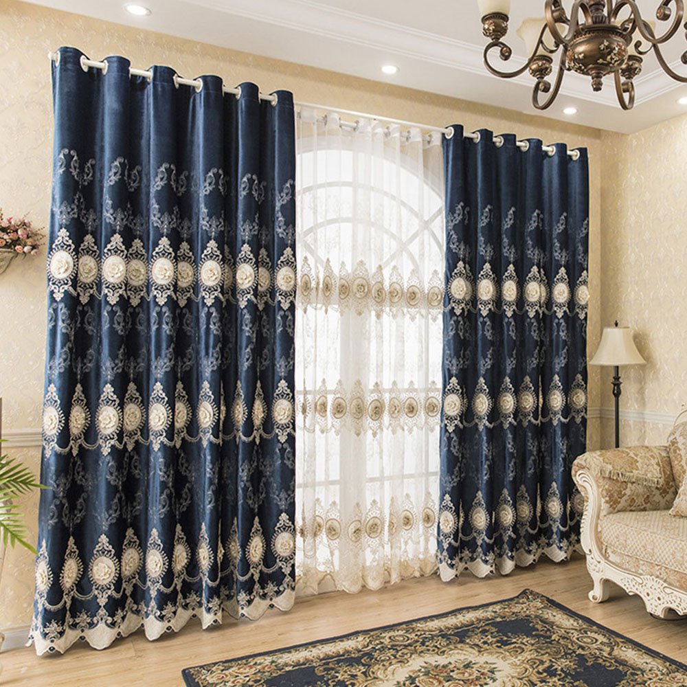 European High-end Embroidery Floral Sheer Curtains for Living Room Bedroom Decoration Custom 2 Panels Breathable Voile Drapes No Pilling No Fading No off-lining Polyester - Image 3