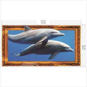 Fantastic Dolphins Swimming in the Sea Framed Removable 3D Wall Sticker