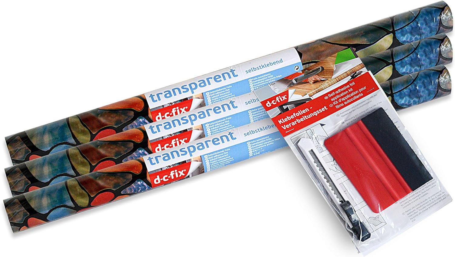 d-c-fix 346-0647-3PKA Self-Adhesive Privacy Glass Window Film, Spring Chapel/Tulia, 17" x 78" Roll, 3-Pack with Applicator - Image 2