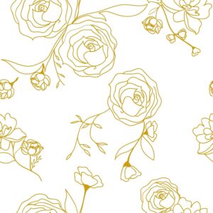 Safiyya Contact Paper Floral Wallpaper Gold and White Contact Paper Peel and Stick Wallpaper Boho Flower Contact Paper for Cabinets Covering Vinyl Rolls 78.7"x17.3"