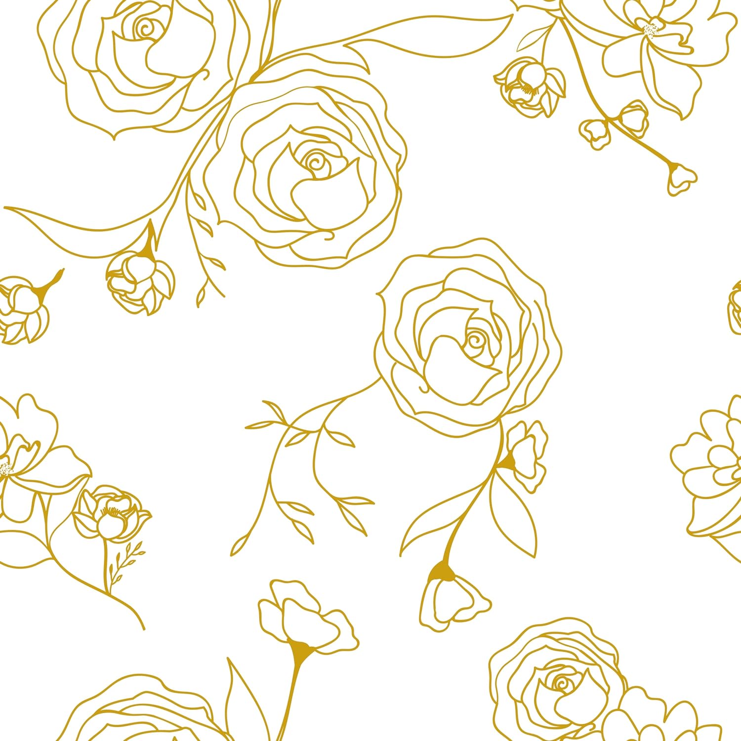 Safiyya Contact Paper Floral Wallpaper Gold and White Contact Paper Peel and Stick Wallpaper Boho Flower Contact Paper for Cabinets Covering Vinyl Rolls 78.7