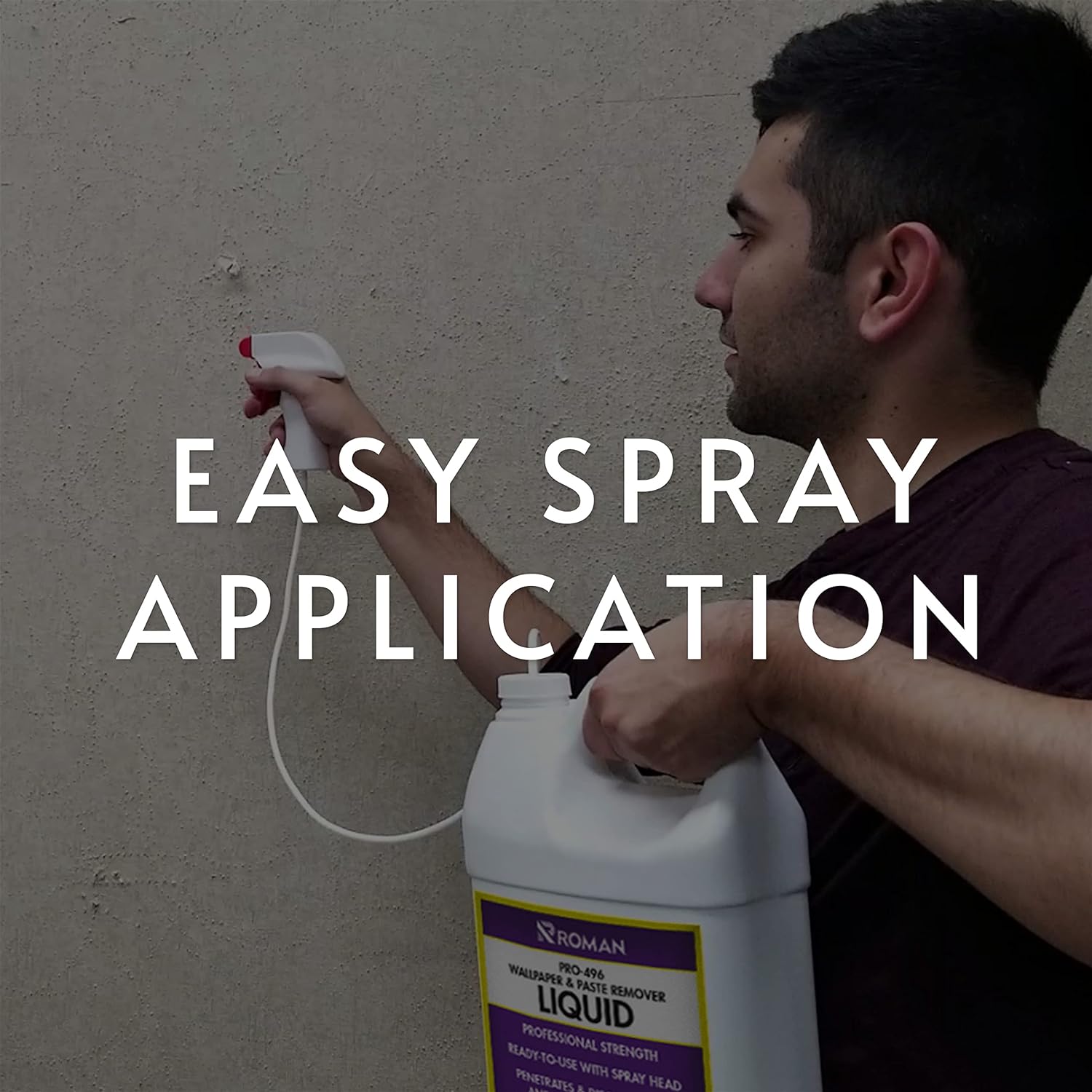 Roman Wallpaper Remover Liquid Spray, Contractor Strength Wallpaper Stripper and Adhesive Remover, Unscented, Non-Staining, Clear, PRO-496 (1 Gallon, 300 Sq. Ft.) - Image 3