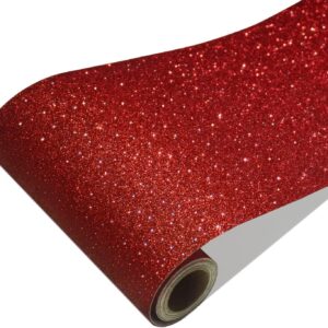 CRE8TIVE Red Glitter Wallpaper Border Peel and Stick Wall Border Fabric Shiny Glitter Red Wallpaper Border Sticker Self Adhesive Removable Red Contact Paper Border for Girls Bedroom Dresser DIY 8"x80"
