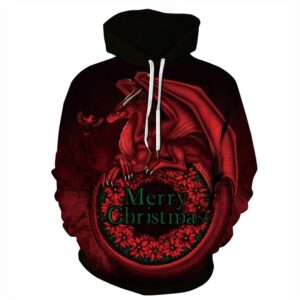 Casual 3D Print Men's Hoodie Christmas Themed Red Dinosaurs Couple Outfit Unisex Pullover Hoodies Fashion Long Sleeve Loose Sweatshirt Sportswear