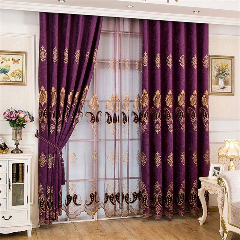 Purple Sheer Curtains Voile Embroidery Curtains Noble and Elegant for Living Room Bedroom Decoration Custom 2 Panels Drapes Breathable Drapes - Image 14
