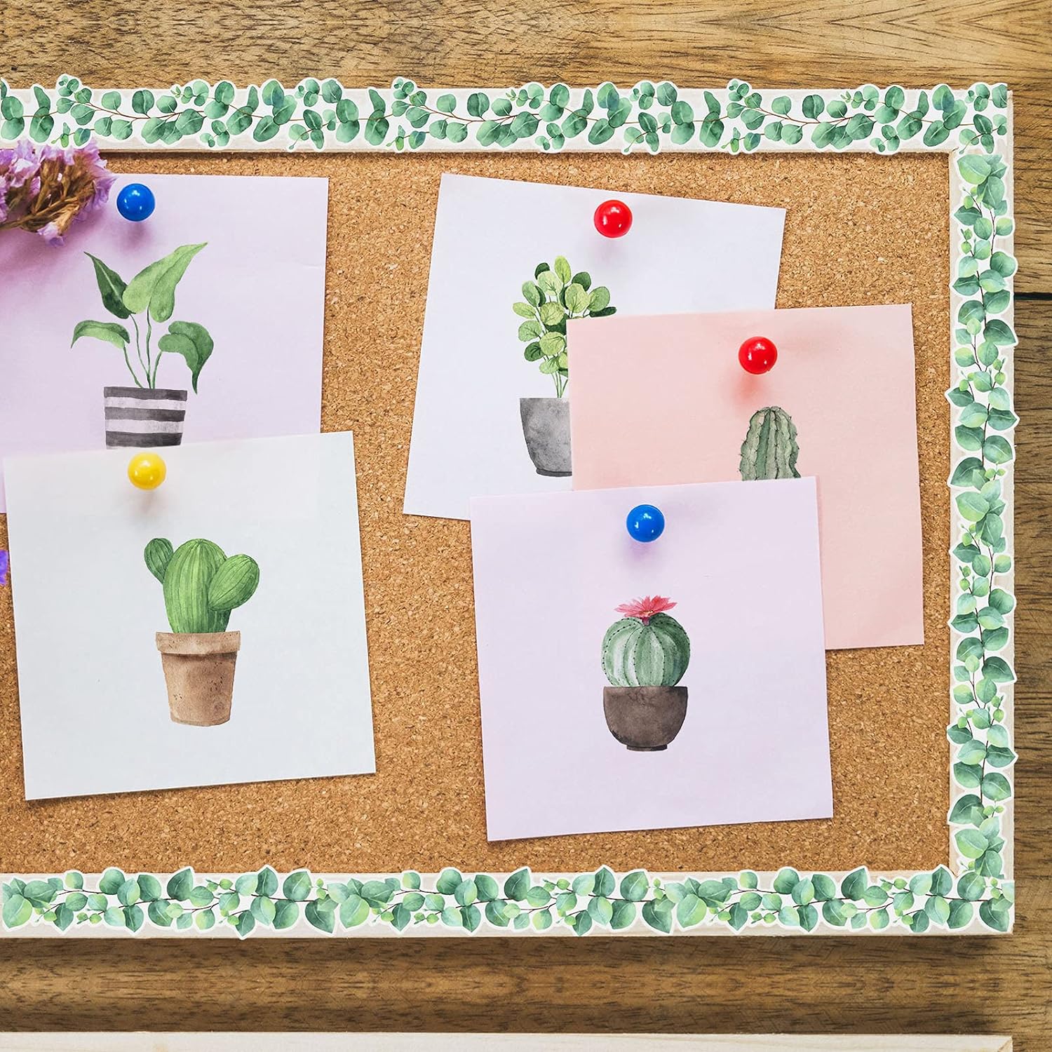 Eucalyptus Border Bulletin Board Classroom Boho Bulletin Wall Decor Trim Border Decor Wall Decals Border Tropical Leaves Greenery Wall Decoration (Eucalyptus Style, 59ft) - Image 3