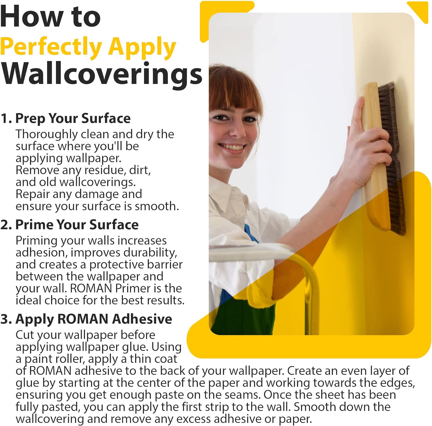 ROMAN’s ECO-888 Clear, Strippable, Wallpaper Adhesive, Easy Installation Glue/Paste, Clear, Zero VOC, Home Improvement (1 Gallon - 330 sq. ft.) - Image 3