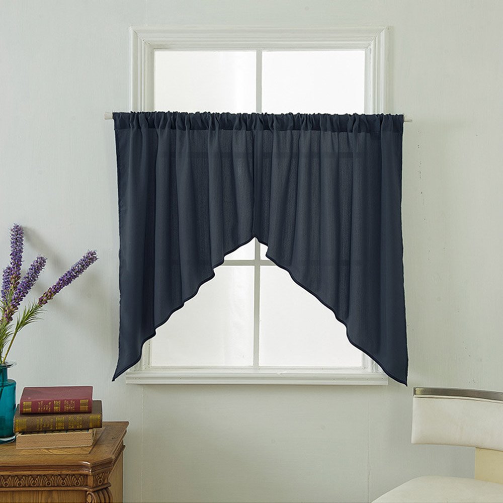 Modern Simple Plain Window Valance 2 Pcs Sheer Voile Valance for Kitchens Bathrooms Basements & More - Image 4