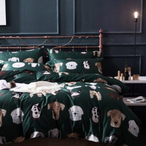 Modern Green 4 PCS Luxurious Duvet Cover Set Animal High-Quality Nylon Cotton Bedding Set 1 Duvet Cover 1 Flat Sheet 2 Pillowcases Soft Comfortable Durable