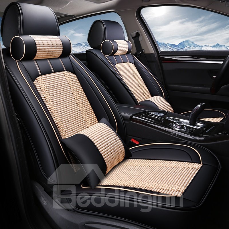 Simple Style Color Block Ice Silk Universal Car Seat Cover - Image 2