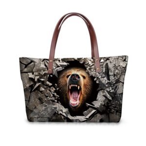 Bear¡® s Roar Waterproof Sturdy 3D Printed for Women Girls Shoulder HandBags