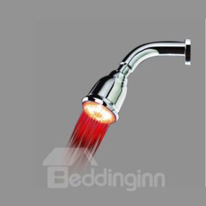 Fashion LED Rainfall Shower Head faucet with Copper Pole Changing Color by Temperature