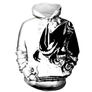 Long Sleeve Black White Monster Elf 3D PatternHoodie