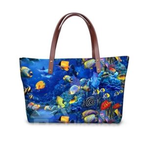 The World of Ocean Waterproof Sturdy 3D Printed for Women Girls Shoulder HandBags