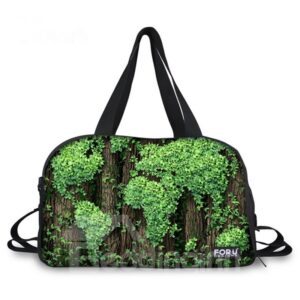 Unique Plant World Map Pattern 3D Painted Travel Bag