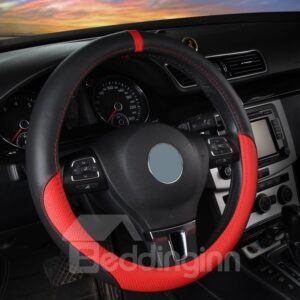 Simple Style Color Block Leather Steering Wheel Cover
